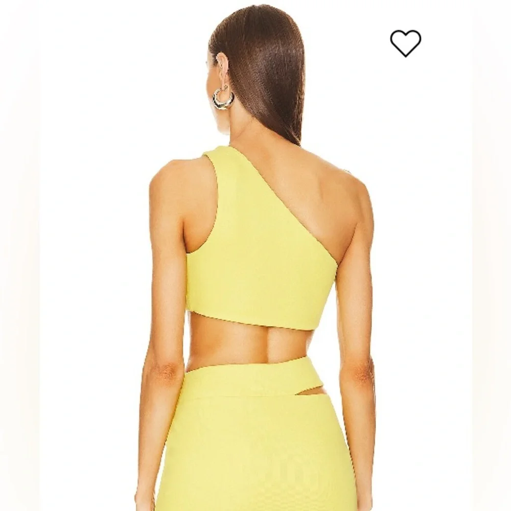 REVOLVE NWTags Michael Costello Nelle One-Shoulder Lime Crop Top Size medium - Picture 3 of 5